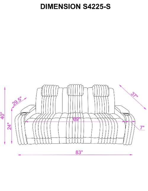 Lita 3pc Reclining Set in Fabric Lita 3pc Reclining Set in Fabric