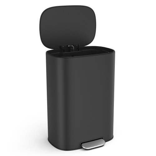 13 Gallon 50L Kitchen Foot Pedal Operated Soft Close Trash Can - Stainless Steel Ellipse Bustbin - S