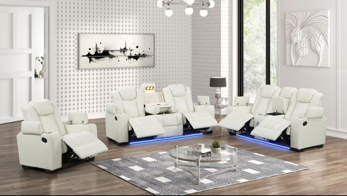 Stefano White 3PC Reclining Set in Leather Gel STEFANO50 by Happy Homes