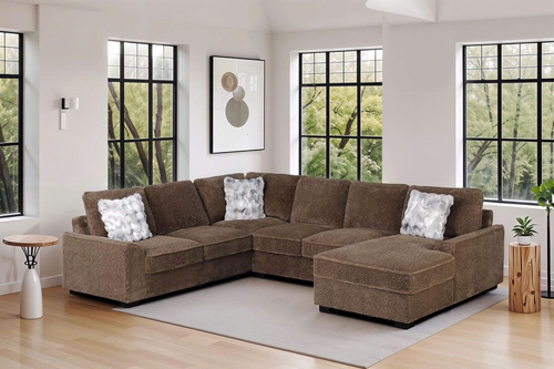 Amara Brown Fabric Sectional by Happy Homes Amara Brown Fabric Sectional by Happy Homes