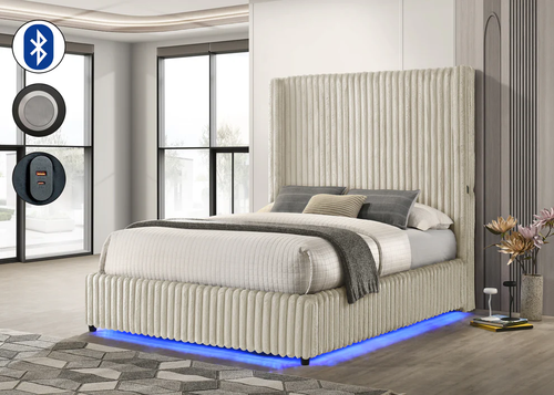 Melinda Premium Corduroy LED Bed B3001 by New Era Innovations