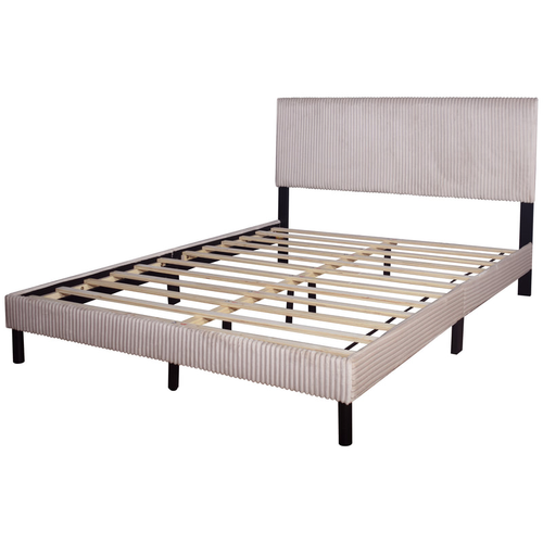 Arianne Cord Fabric Platform Bed in Beige
