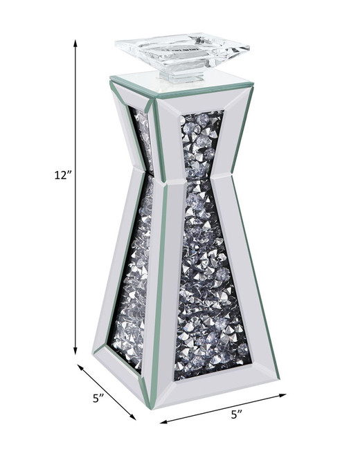 Noralie - Candle Holder Set of 2) - Mirrored, Faux Diamonds