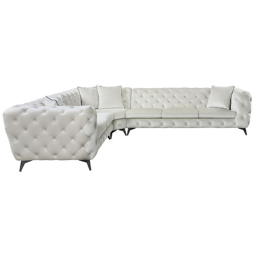 Atronia - Sectional Sofa With 4 Pillows - Beige Fabric Atronia - Sectional Sofa With 4 Pillows - Beige Fabric