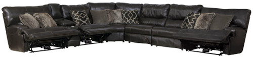 Como - 7 Piece Italian Leather Match Reclining Sectional