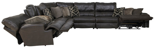 Como - 7 Piece Italian Leather Match Reclining Sectional