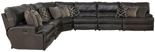 Como - 7 Piece Italian Leather Match Reclining Sectional