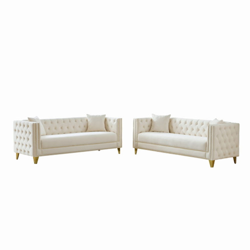 Deep Seat Sofa With Button Nailhead, Square Arm Couches Deep Seat Sofa With Button Nailhead, Square Arm Couches