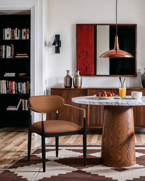 Riccio - Faux Leather Dining Arm Chair (Set of 2) - Black And Gold Frame