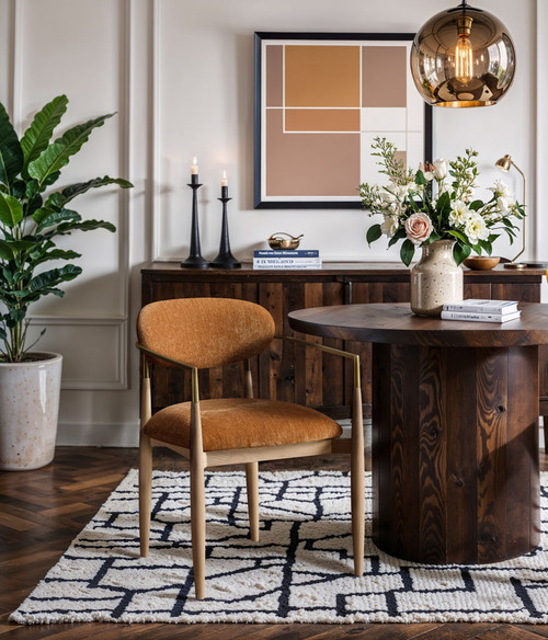 Riccio - Fabric Dining Arm Chair (Set of 2) - Natural Frame