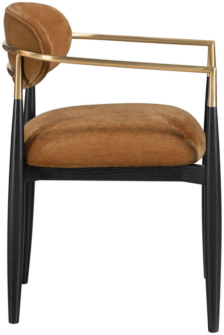 Riccio - Fabric Dining Arm Chair (Set of 2) - Black And Gold Frame