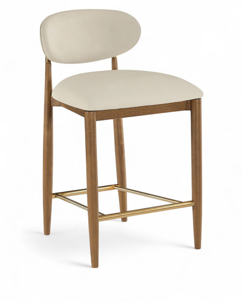 Riccio - Stool - Walnut And Gold Frame Riccio - Stool - Walnut And Gold Frame
