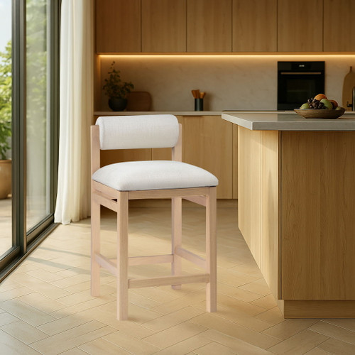 Roundhill - Fabric Counter Stool - Natural Frame
