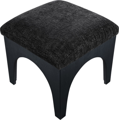 Lawson - Chenille Fabric Ottoman - Black Base