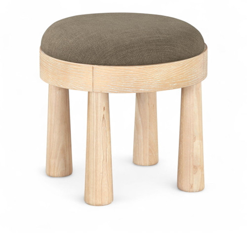 Larea - Linen Textured Fabric Ottoman - Natural Base Larea - Linen Textured Fabric Ottoman - Natural Base