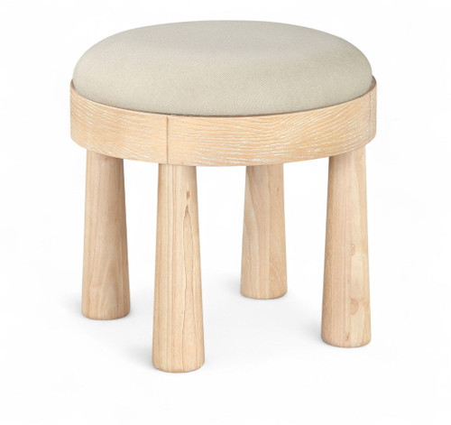 Larea - Linen Textured Fabric Ottoman - Natural Base