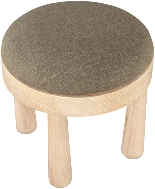 Larea - Linen Textured Fabric Ottoman - Natural Base