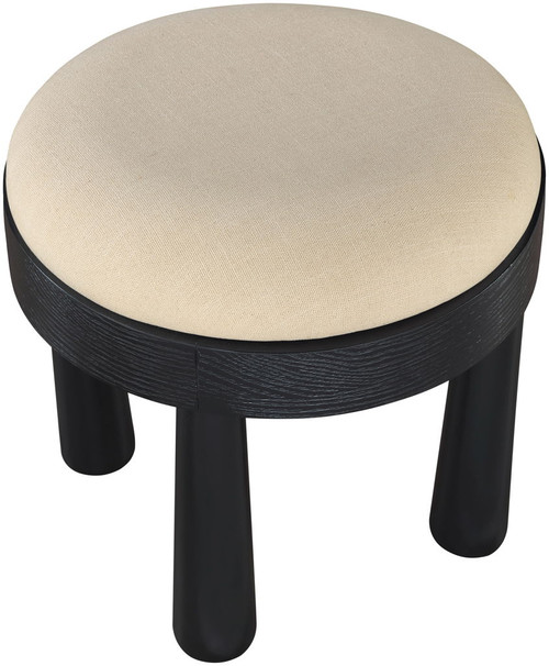 Larea - Linen Textured Fabric Ottoman - Black Base