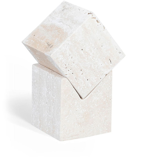 Quad - Travertine Decorative Cube - Natural Quad - Travertine Decorative Cube - Natural
