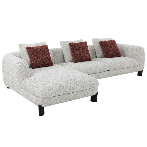 Mardi - Sectional Sofa With 6 Pillows - Maroon & Beige Tweed