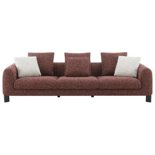 Mardi - Sofa With 6 Pillows - Maroon Tweed