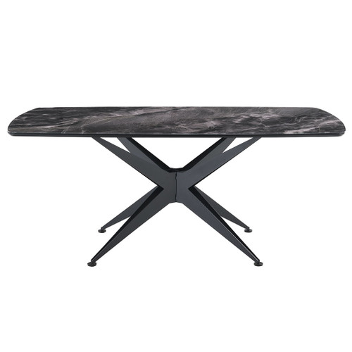 Klaus - Dining Table - Crystal Tempered Glass Top & Black Finish