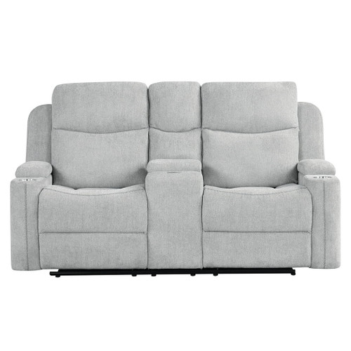 Galya - Motion Loveseat With Console - Light Gray Chenille Galya - Motion Loveseat With Console - Light Gray Chenille