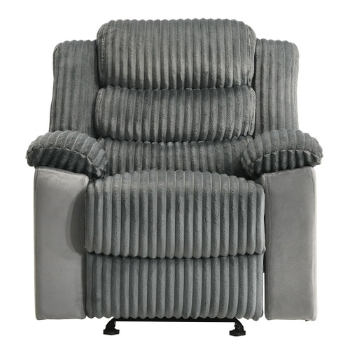 Lesley - Motion Glider Recliner - Gray Corduroy & Velvet