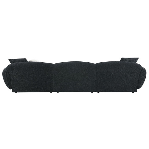 Lucifer - Sectional Sofa With 3 Pillows - Black Shimmer Chenille