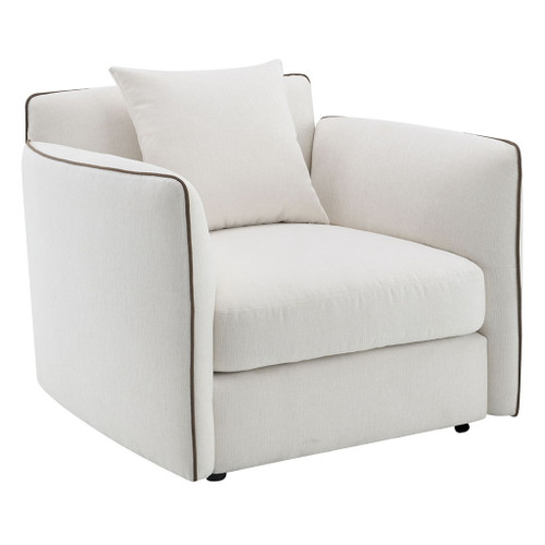 Yolanda - Chair With Pillow - Beige Chenille