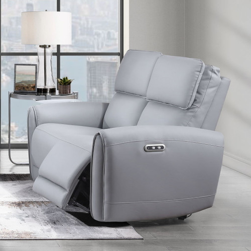 Jeromie - Power Motion Loveseat With USB Port - Gray Synthetic Leather