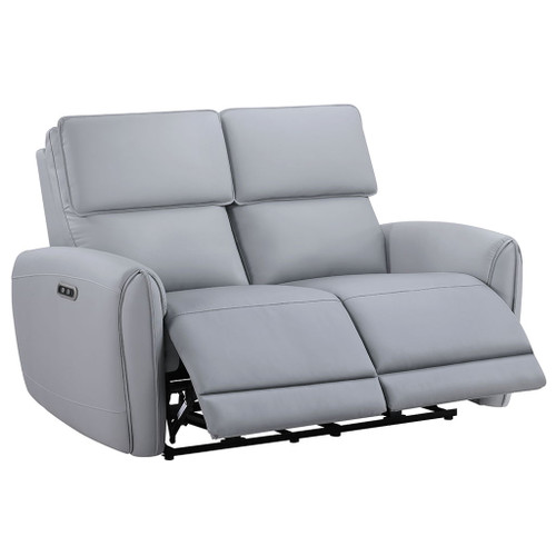 Jeromie - Power Motion Loveseat With USB Port - Gray Synthetic Leather