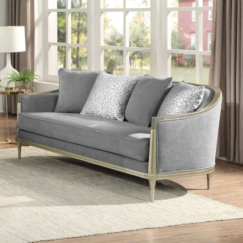 Fernando - Loveseat With 4 Pillows - Gray Chenille & Champagne Fernando - Loveseat With 4 Pillows - Gray Chenille & Champagne