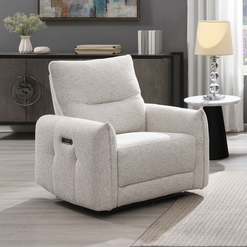 Lalisa - Power Motion Recliner With USB Port - Cream Chenille
