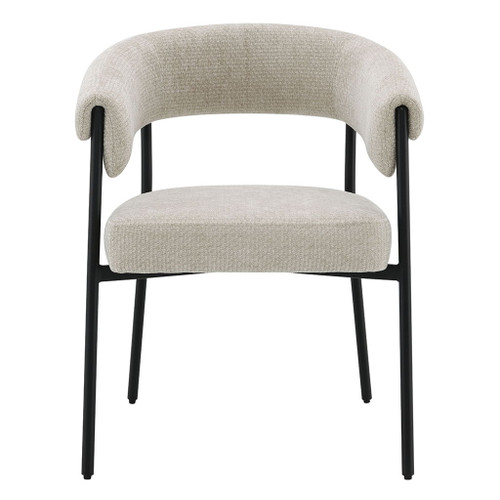 Jirina - Chenille Arm Chair (Set of 2) - Beige & Black