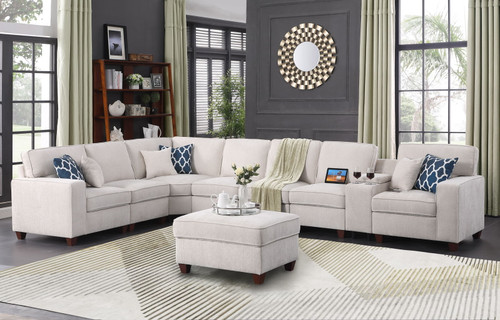 Ted - Sectional Sofa With Ottoman - Beige Ted - Sectional Sofa With Ottoman - Beige