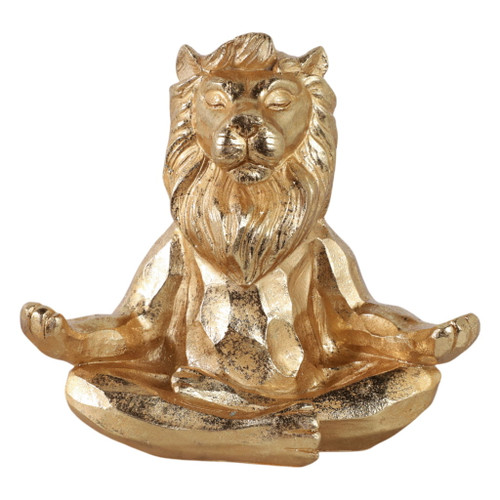 Resin Yoga Lion 7" - Gold Resin Yoga Lion 7" - Gold