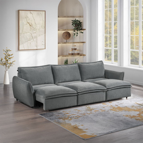 Eaden - Power Sofa With Sleeper - Gray Chenille Eaden - Power Sofa With Sleeper - Gray Chenille