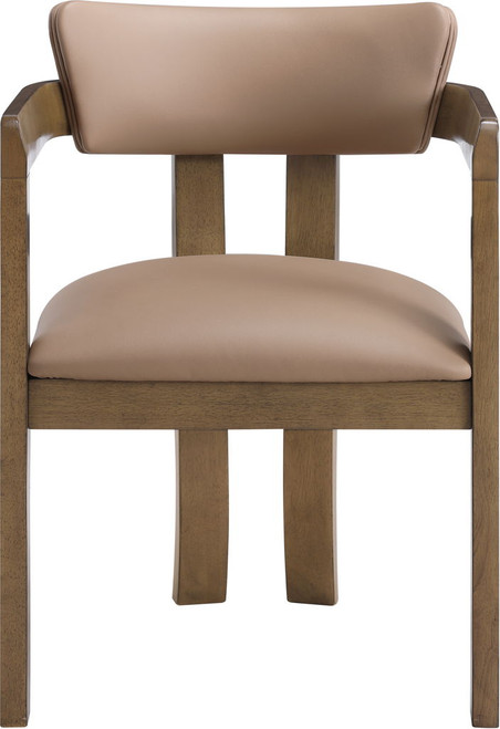 Lavrin - Vegan Leather Upholstered Dining Arm Chair (Set of 2) - Walnut Base