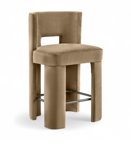 Zuno - Velvet Performance Fabric Upholstered Counter Stool (Set of 2) Zuno - Velvet Performance Fabric Upholstered Counter Stool (Set of 2)