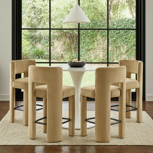 Zuno - Velvet Performance Fabric Upholstered Counter Stool (Set of 2)