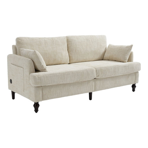 Chenille 2 Seater Sofa With LED Light, USB Charging Port, And Storage Bag Chenille 2 Seater Sofa With LED Light, USB Charging Port, And Storage Bag