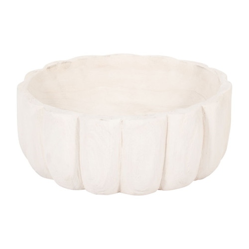 Wood 9" Scalloped Bowl - White Wood 9" Scalloped Bowl - White