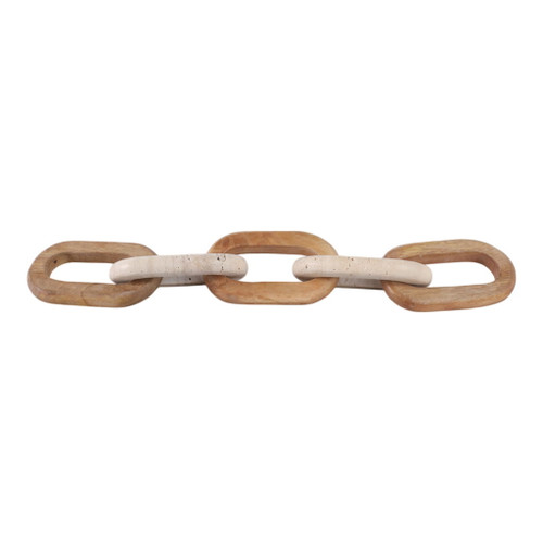 Travertine And Wood Link Chain - Tan Travertine And Wood Link Chain - Tan