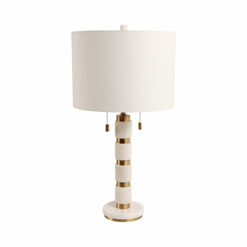 27X14" Stacked Marble Lamp With 2 Pulls - White/Gold