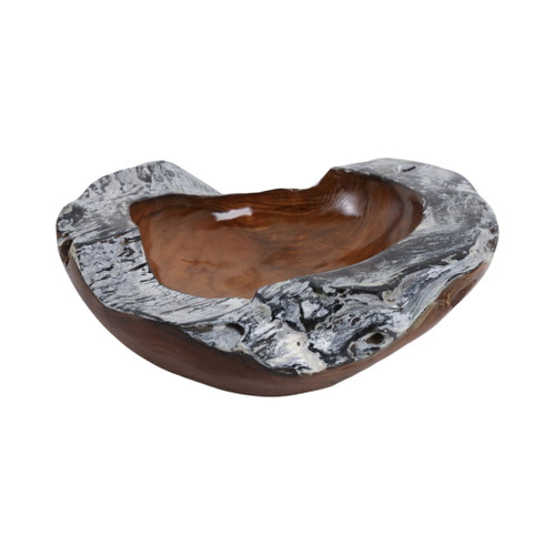 12" Teakwood Bowl With Burnt Edges - Dark Natural 12" Teakwood Bowl With Burnt Edges - Dark Natural