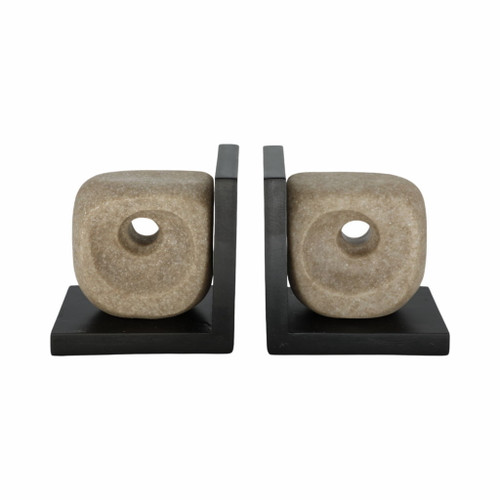 Flowood Quartz Resin Bookends (Set of 2) - Gray / Black Flowood Quartz Resin Bookends (Set of 2) - Gray / Black
