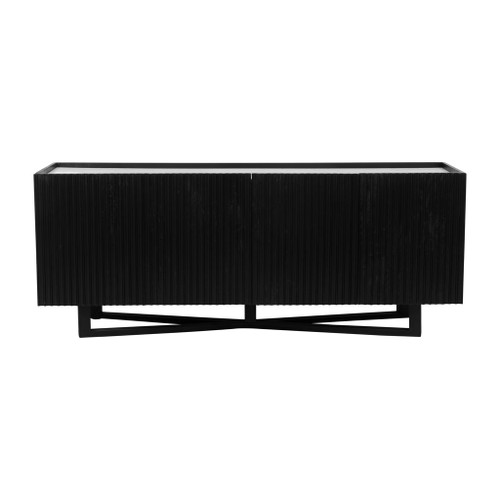 Wood / Marble 4-Door Fluted Sideboard 69" - Black Wood / Marble 4-Door Fluted Sideboard 69" - Black