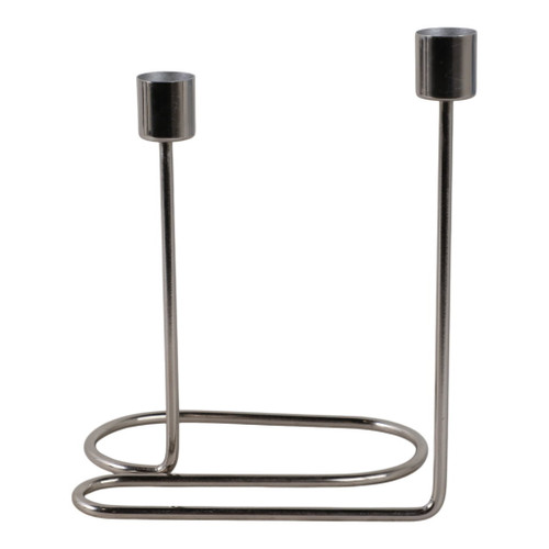 Metal Double Swirl Taper Holder - Silver Metal Double Swirl Taper Holder - Silver