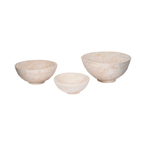 Paper Mache Bowls (Set of 3) - White Paper Mache Bowls (Set of 3) - White